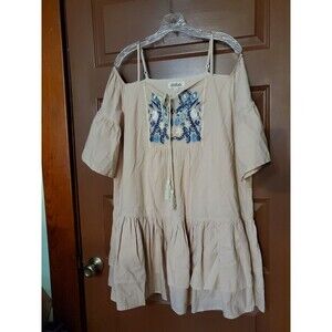 Listicle Womens Dress Floral Embroidery With Ruffles Size Large